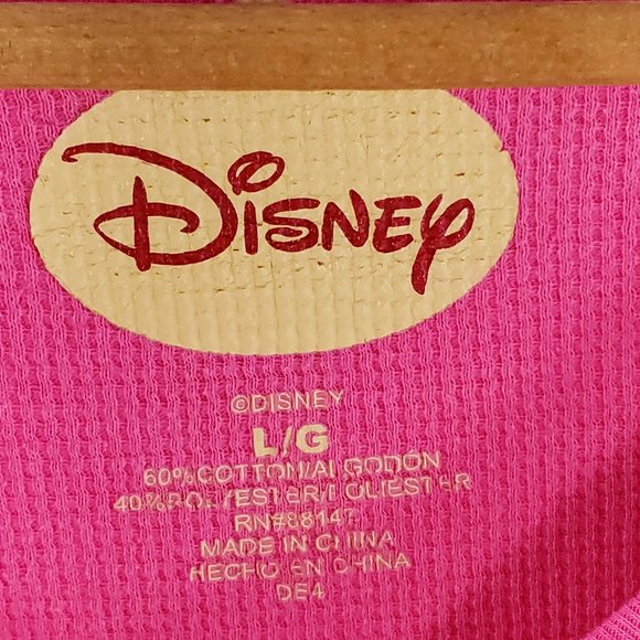 Minnie Mouse Disney Graphic T-Shirt Pink Long Sleeve Waffle Junior's Large - Picture 4 of 7